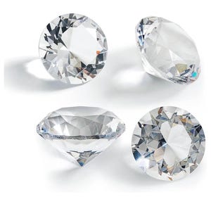 Set of 4 Oleg Cassini Signed Diamond Gemstone Shaped Crystal Paperweights Vintage