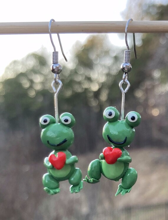 frog earrings etsy