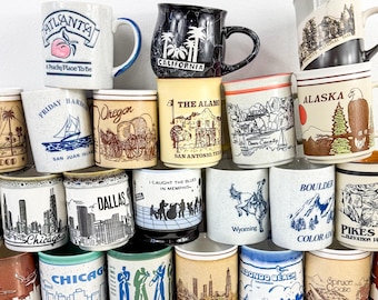 Vintage souvenir reismok: Californië, New York, monumenten, aan jou de keuze