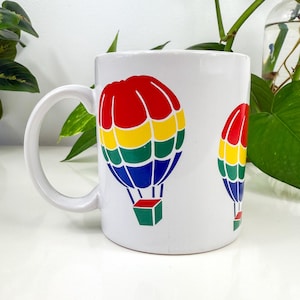 Vintage Rainbow Hot Air Balloon Mug, Rainbow Coffee Cup FTD 1980s, The FTD Pick Me Up Bouquet Vintage Retro Coffee Mug, Tea or Hot Cocoa