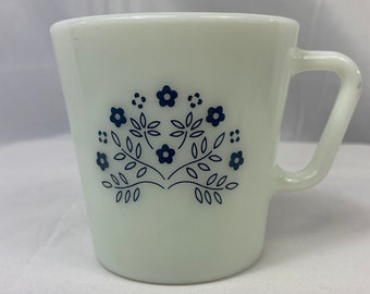 Pyrex Summer Impressions Blueberry Blue Floral Vintage Coffee Mug | Pyrex D Handle Mug | Pyrex 1970s Corning Compatibles #1410 | Replacement