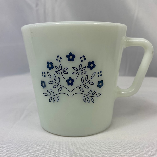 Pyrex Summer Impressions Blueberry Blue Floral Vintage Coffee Mug | Pyrex D Handle Mug | Pyrex 1970s Corning Compatibles #1410 | Replacement