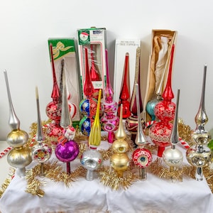 Vintage Mercury Glass Christmas Tree Topper: Hand-Decorated Ornament, Reflector Indent