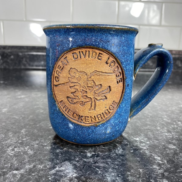 Vintage Breckenridge Great Divide Lodge Stoneware Coffee Mug, Hand Made Ceramic Pottery Mug, Novelty Travel Mug, Souvenir Studio Pottery Mug