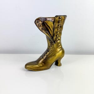 Vintage Cast Brass Victorian Boot Shoe Decor, Vase, Marked EMIG 1624, Vintage Retro Romantic Planter Vase, Flower Vase, Old Brass Decor