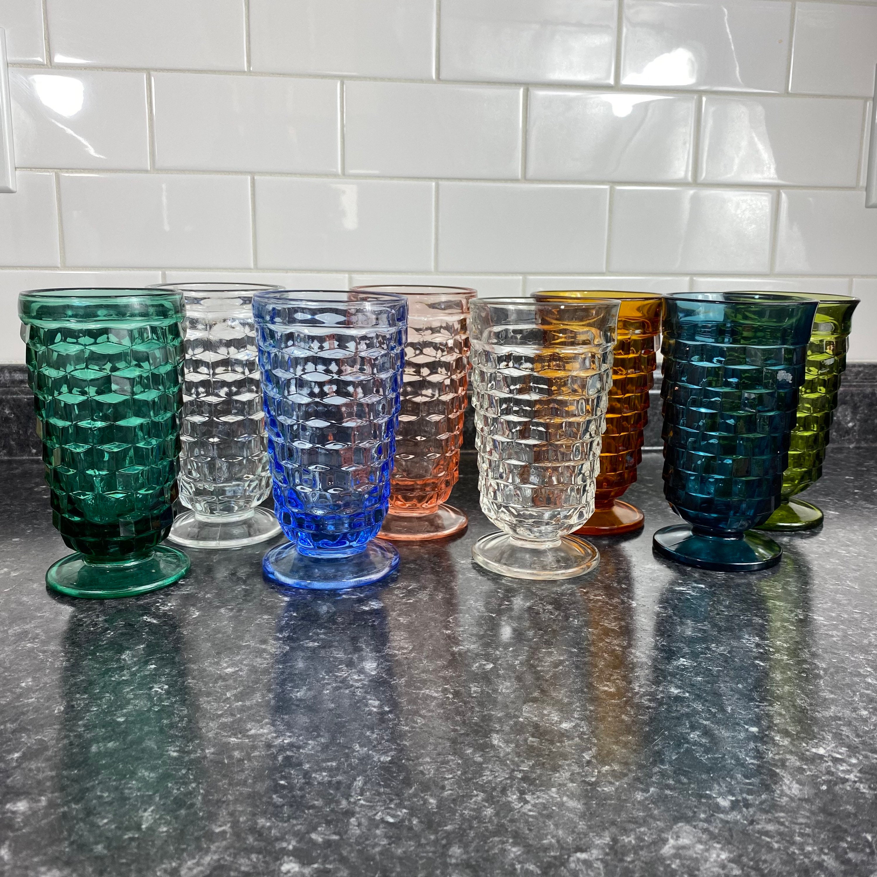 Set of 12 Colorful Drinking Glasses 11 oz Colored Glass Cups with Heavy  Weighted Base Multi Colored …See more Set of 12 Colorful Drinking Glasses  11