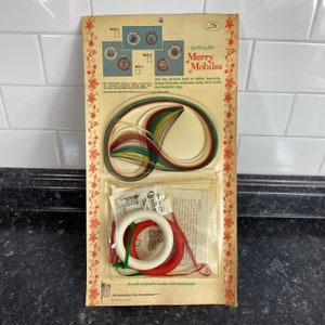 Vintage Quill Art Inc Kit 802-2, Quilling Kit Merry Mobiles, Quill Art 1974, Paper Quilled Christmas Mobile, Paper Holiday Stocking and Tree