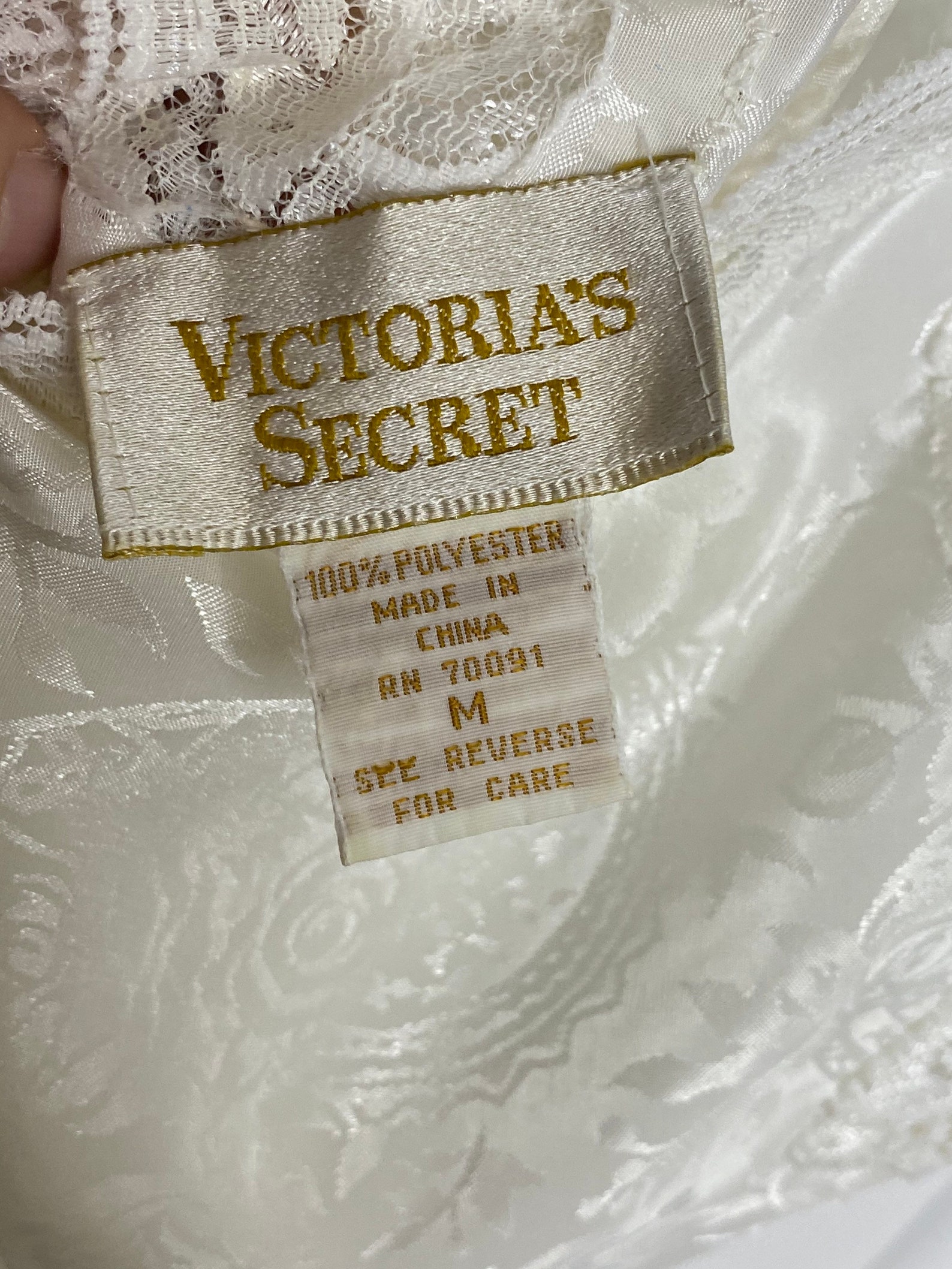 Vintage 80s Victorias Secret Gold Label White Satin and Lace Etsy