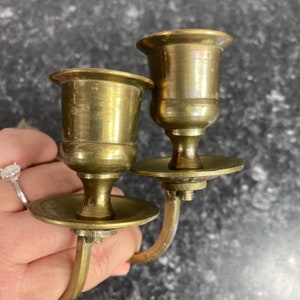 Pair Vintage Brass Piano Candelabra, Set Piano Candle Holders, Brass Candle wall sconce, Etched floral Wall Sconce, Swing Arm Candle Holder image 8
