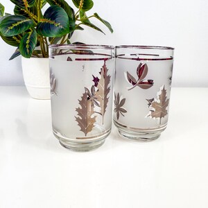 Vintage Libbey Frosted Silver Leaf Glasses - Mid Century Bar Cart Decor (Set of 2)