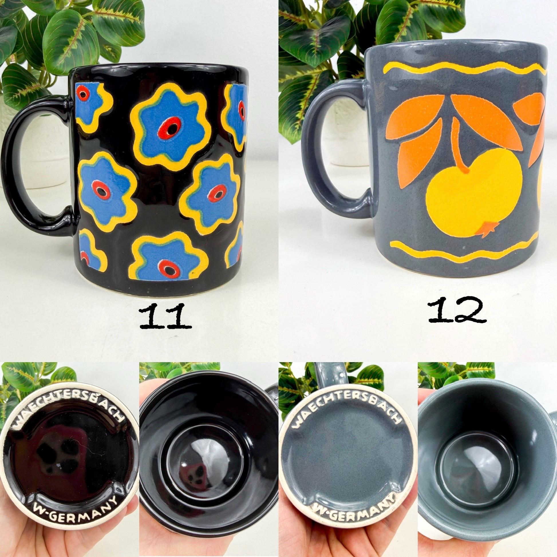 Mug Waechtersbach W-Germany. pattern Pop. Set of 4 | dées de tasse