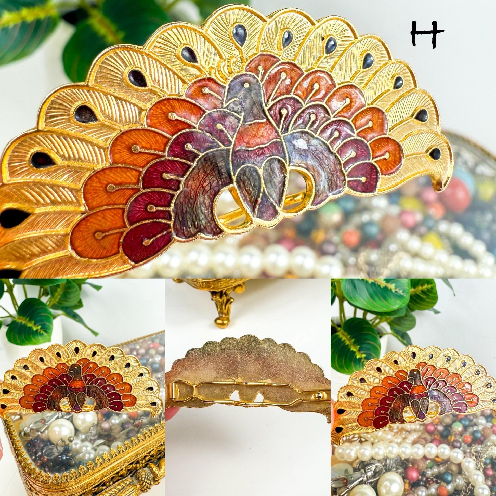 Vintage Cloisonné Enamel Butterfly Hair Barrettes – Set of 2 Vintage 1980s Cloisonné Floral Hair Barrette | White Enamel  main image 4