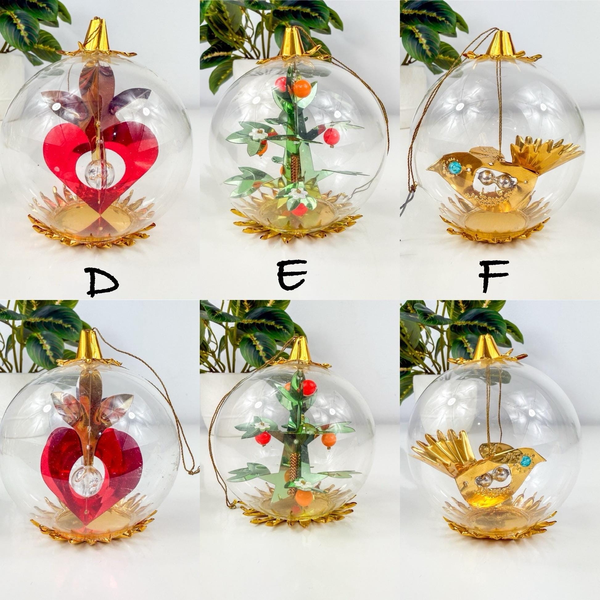 Vintage Resl Lenz Glass Christmas Ornament: German Diorama Spinner
