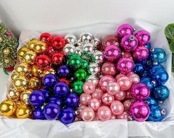 Vintage Mercury Glass Christmas Ornaments: Mid-Century Mixed Color & Size Sets