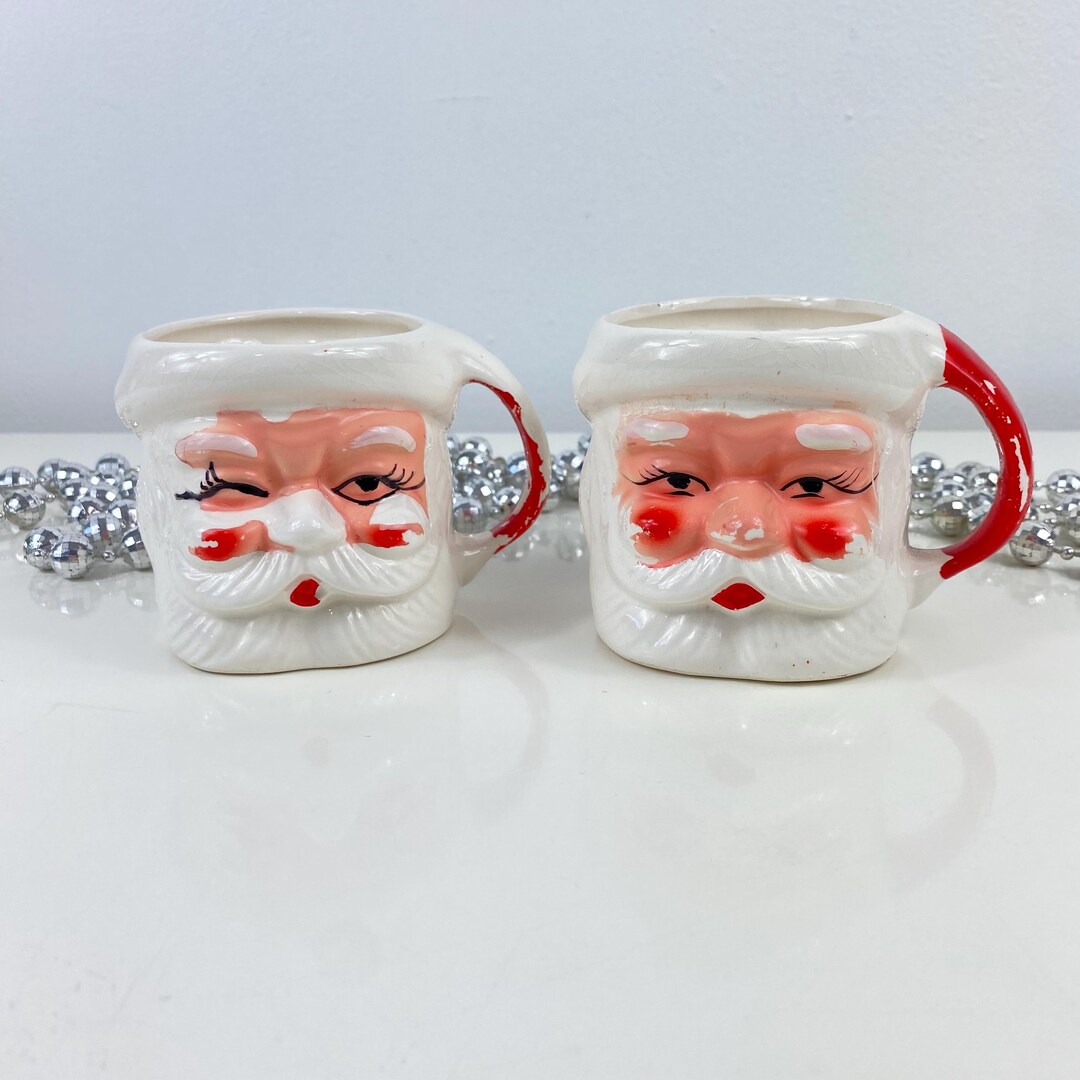 Vintage Winking Santa Mug