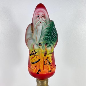 Vintage 9” Belsnickel Kress 1920’s Santa Claus Figural Light Bulb, Edison Base 40 w Santa Made in Japan, Large Christmas Santa Light Bulb