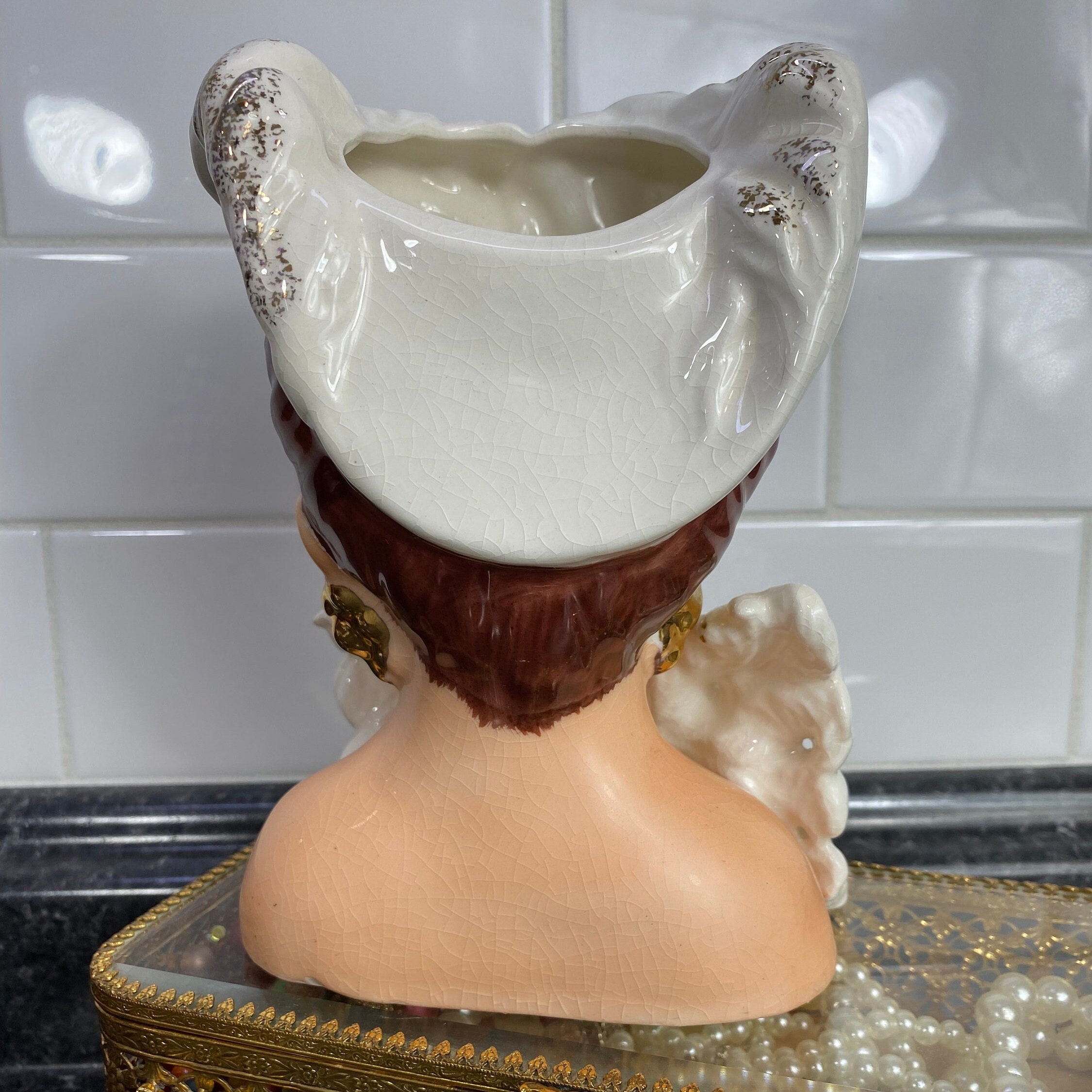 60s ヴィンテージ レディヘッドベース 陶器 花瓶