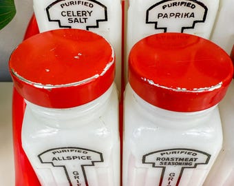 ヴィンテージ グリフィス ミルクガラス スパイスラックセット：MCM