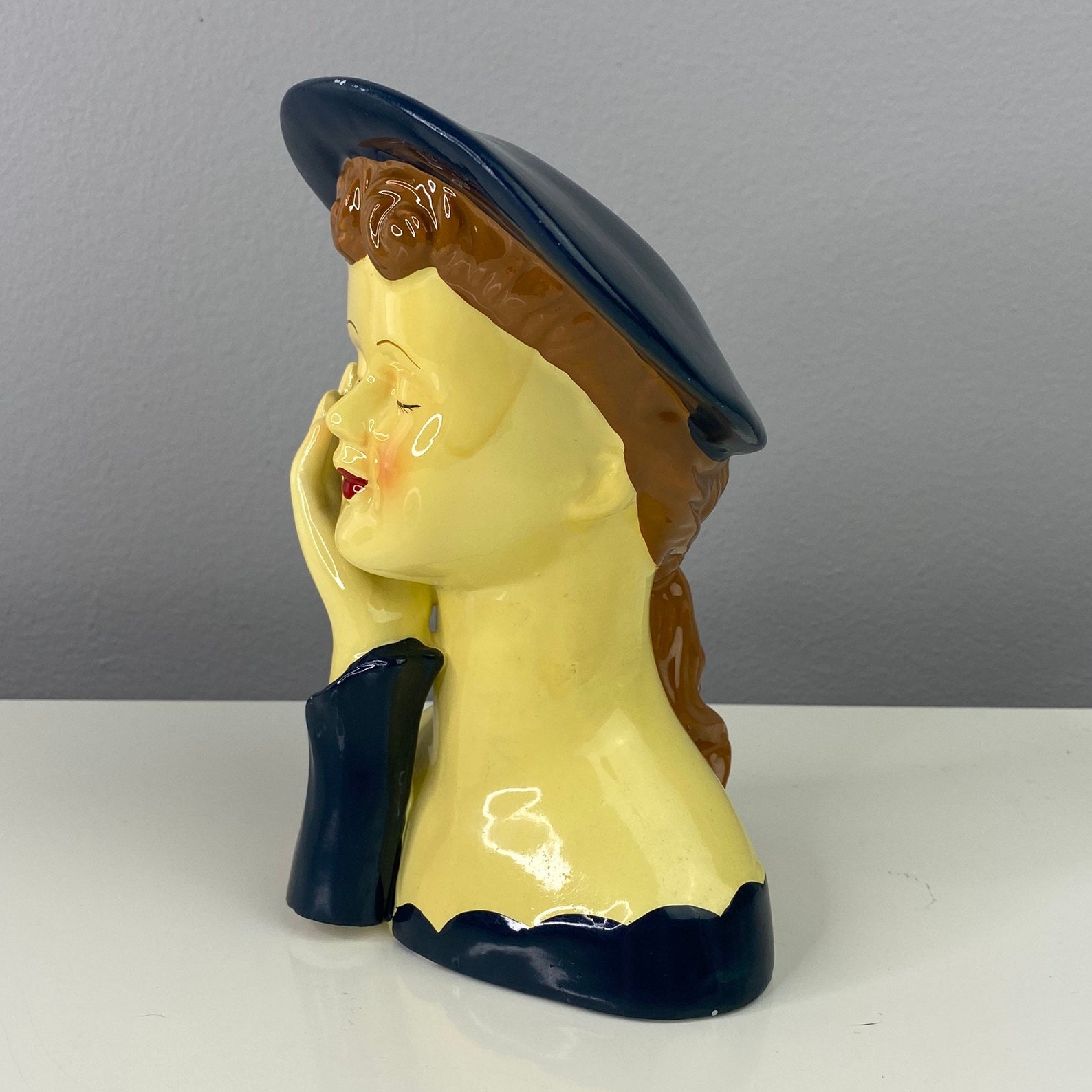 Vintage Lady Head Vase Reproduction Hand Raised to Face Etsy