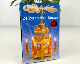 Vintage deutsche Pyramide, Karussell, rote Kerzen für Holzwindmühle, 22 Stück