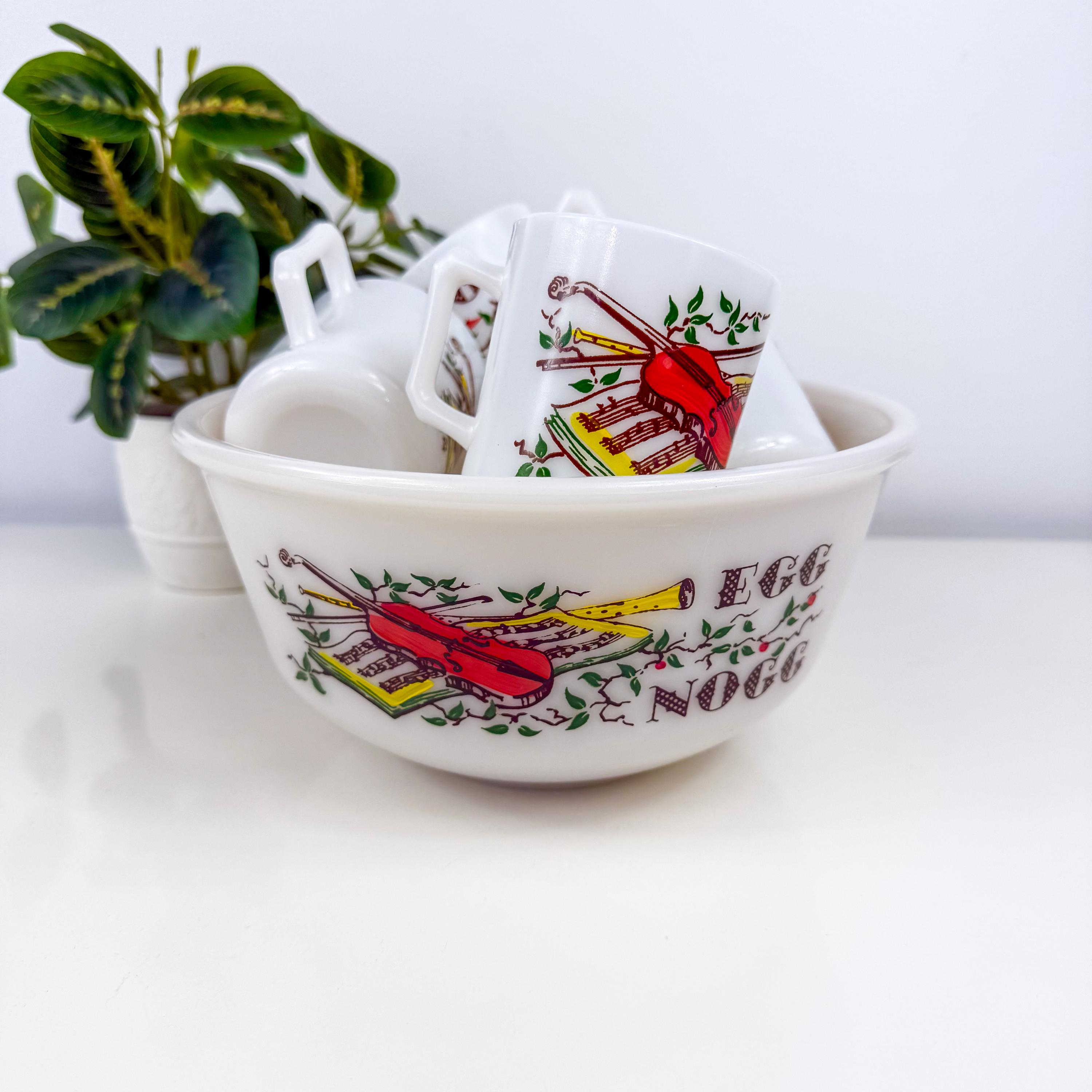 ヴィンテージ ヘーゼルアトラス ミルクガラス パンチボウルセット