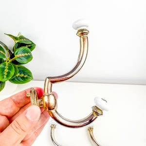 Vintage Metal & Porcelain Towel Hook: Farmhouse Bathroom Decor