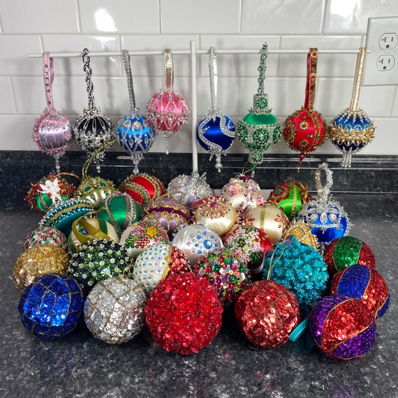 Handmade Satin Pink Bows set of 6 ornaments crystal decoration girl gift  decor