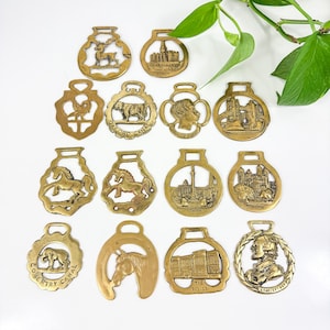 Vintage English Horse Brass Medallions Sold Individually, Brass Bridle Harness Medals, Antique Vintage Horse Brass Ornaments Made in England