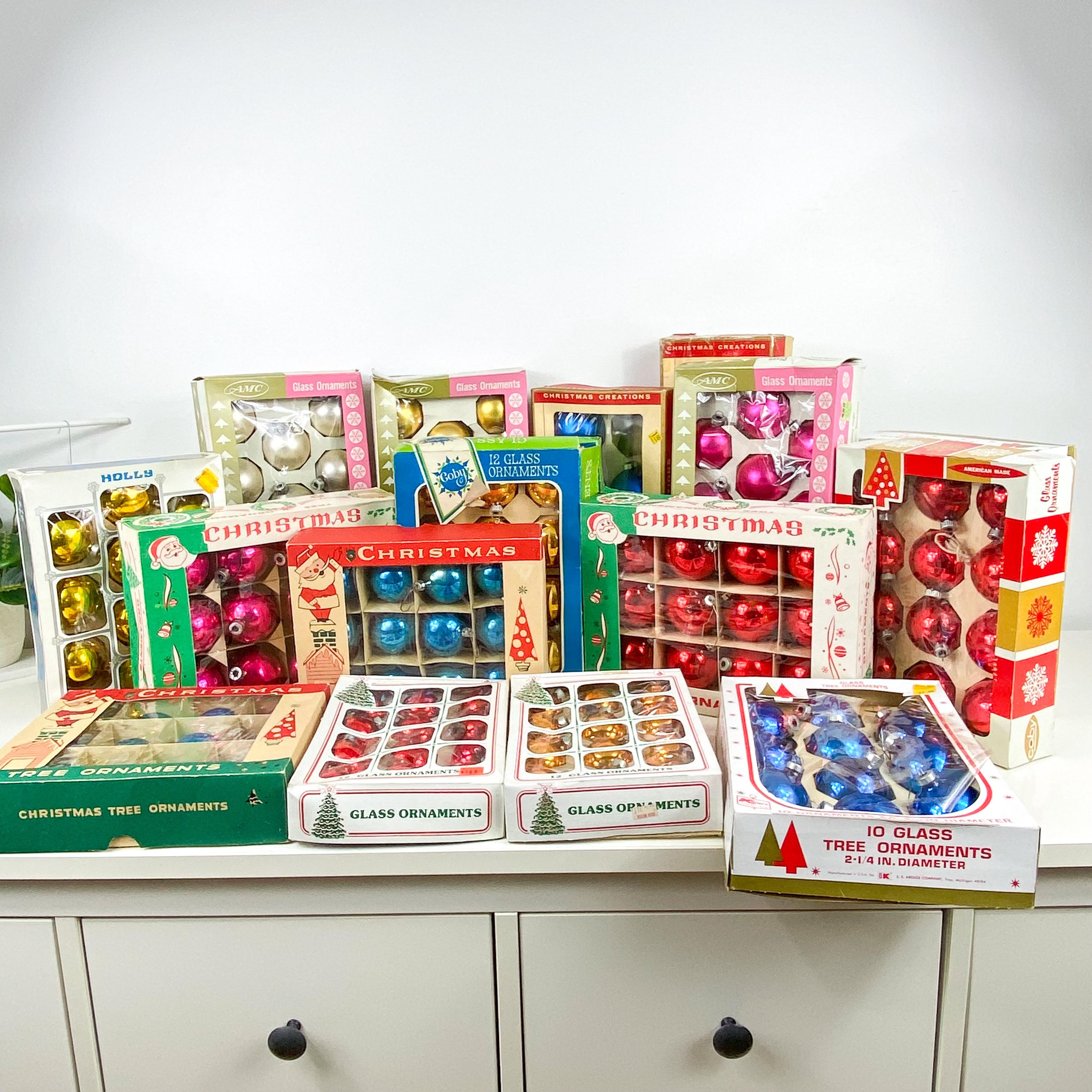 Vintage Mercury Glass Christmas Ornaments: MCM Boxed Sets - You Choose