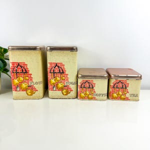 Vintage Cheinco Tin Canister Set: Mid-Century Farmhouse Kitchen Decor