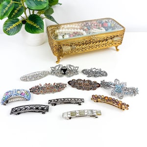 Vintage Rhinestone Hair Clip: Ornate French Style Barrette