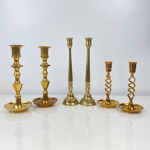 Vintage Brass Candlestick Set: Solid Brass Wedding Decor
