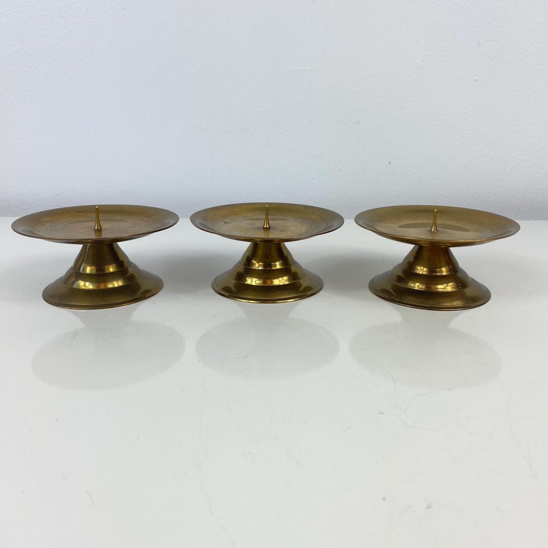 Vintage Brass Candle Holder W/thorn Set of 3 Brass Pillar Candle Riser ...