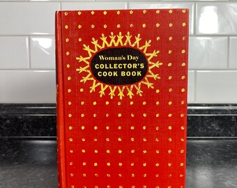 Livre de cuisine de collection pour la journée de la femme illustré par Joseph Low, première édition des années 1960, 1500 recettes spéciales, style Mid-Century, couverture or rouge