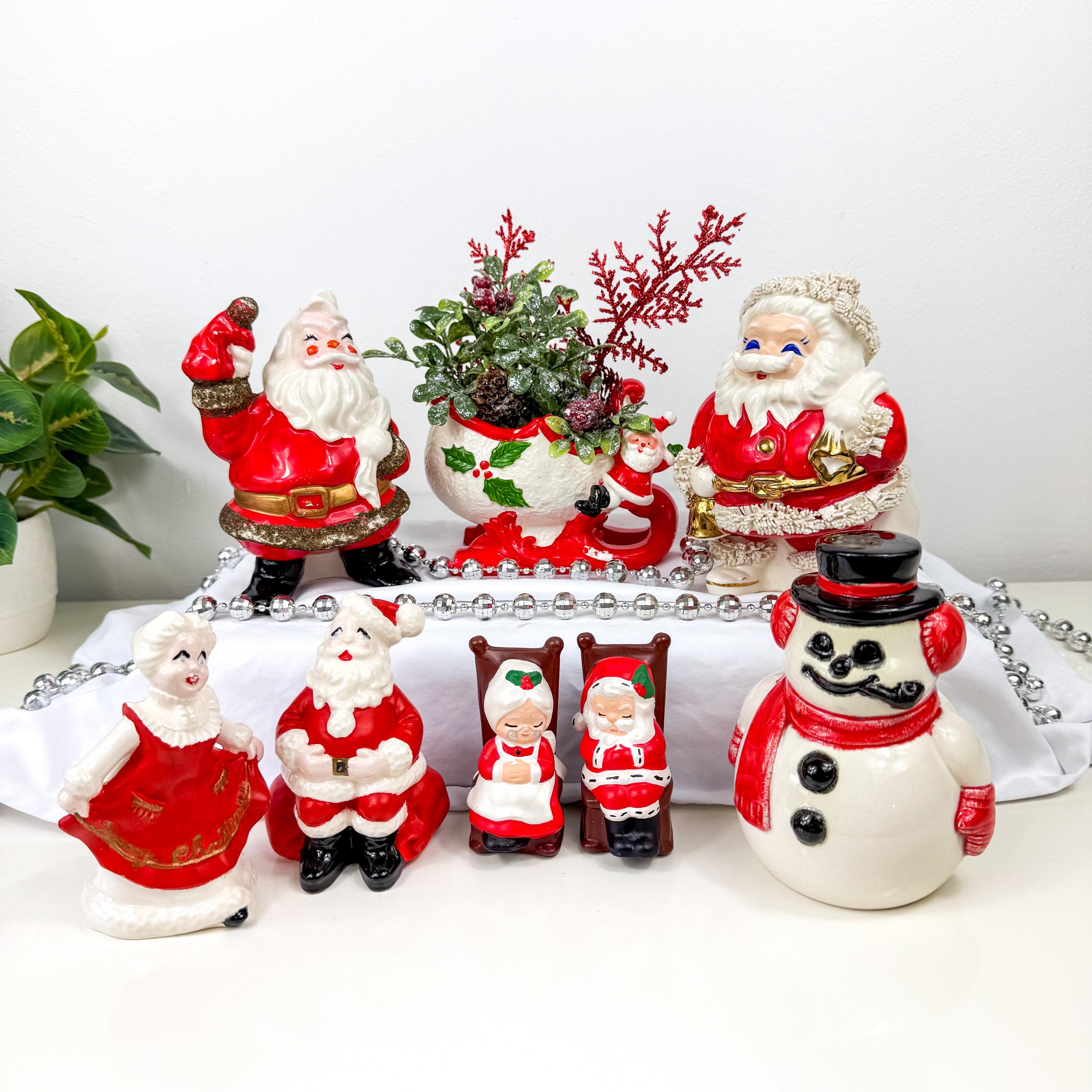 ヴィンテージ MCM 陶器製クリスマスフィギュア、サンタクロース ミセス 