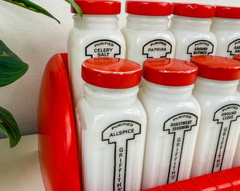 ヴィンテージ グリフィス ミルクガラス スパイスラックセット：MCM