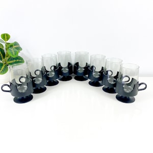 Vintage Corning Glas-Snap Cups: Mid Century Mod Black Barware Set
