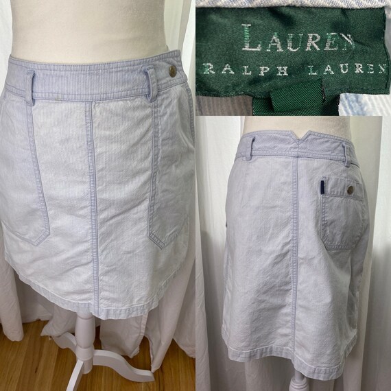 Vintage Lauren Ralph Lauren Whitewash Jean Skirt … - image 1