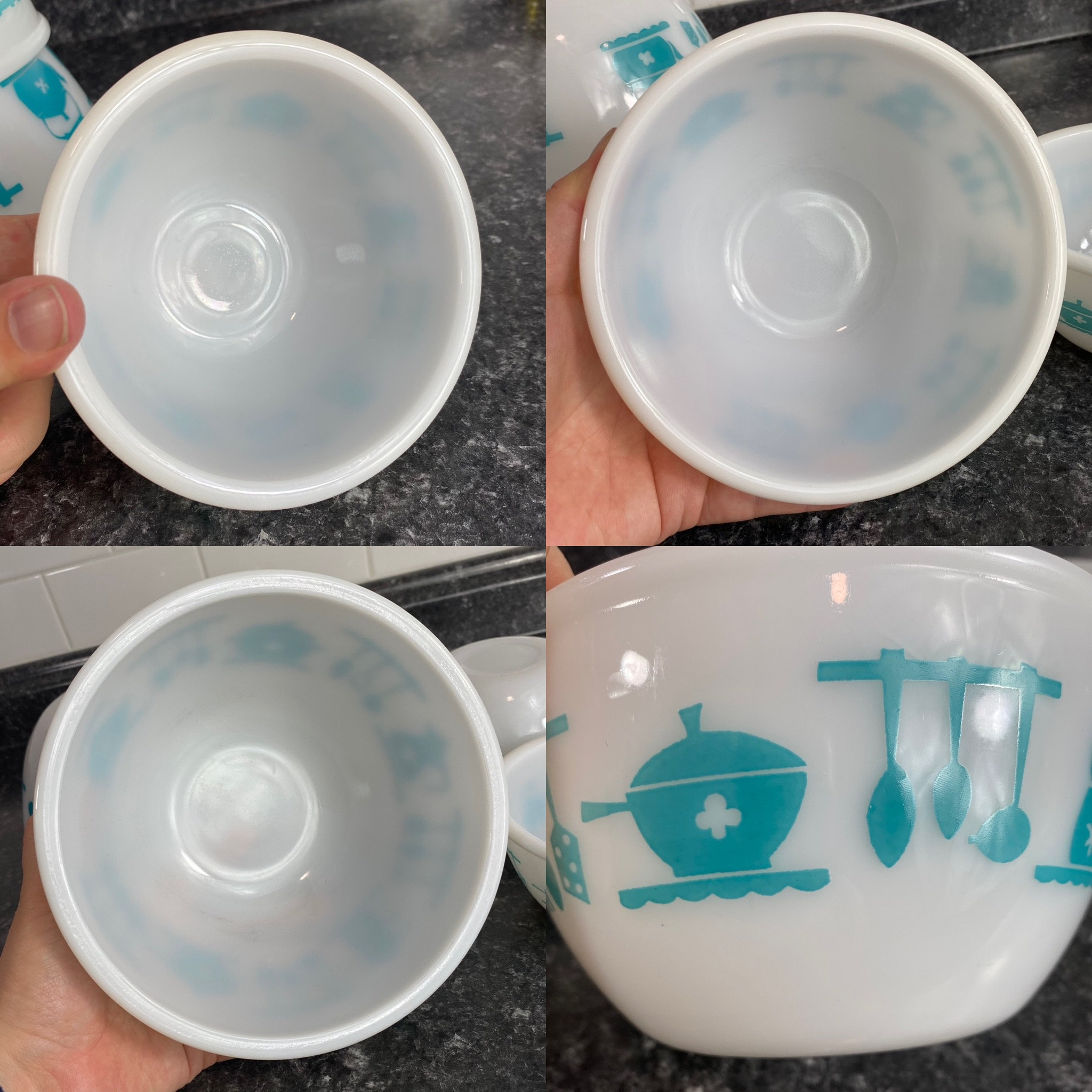 ヴィンテージ ヘーゼルアトラス キッチンエイド ボウル：青い