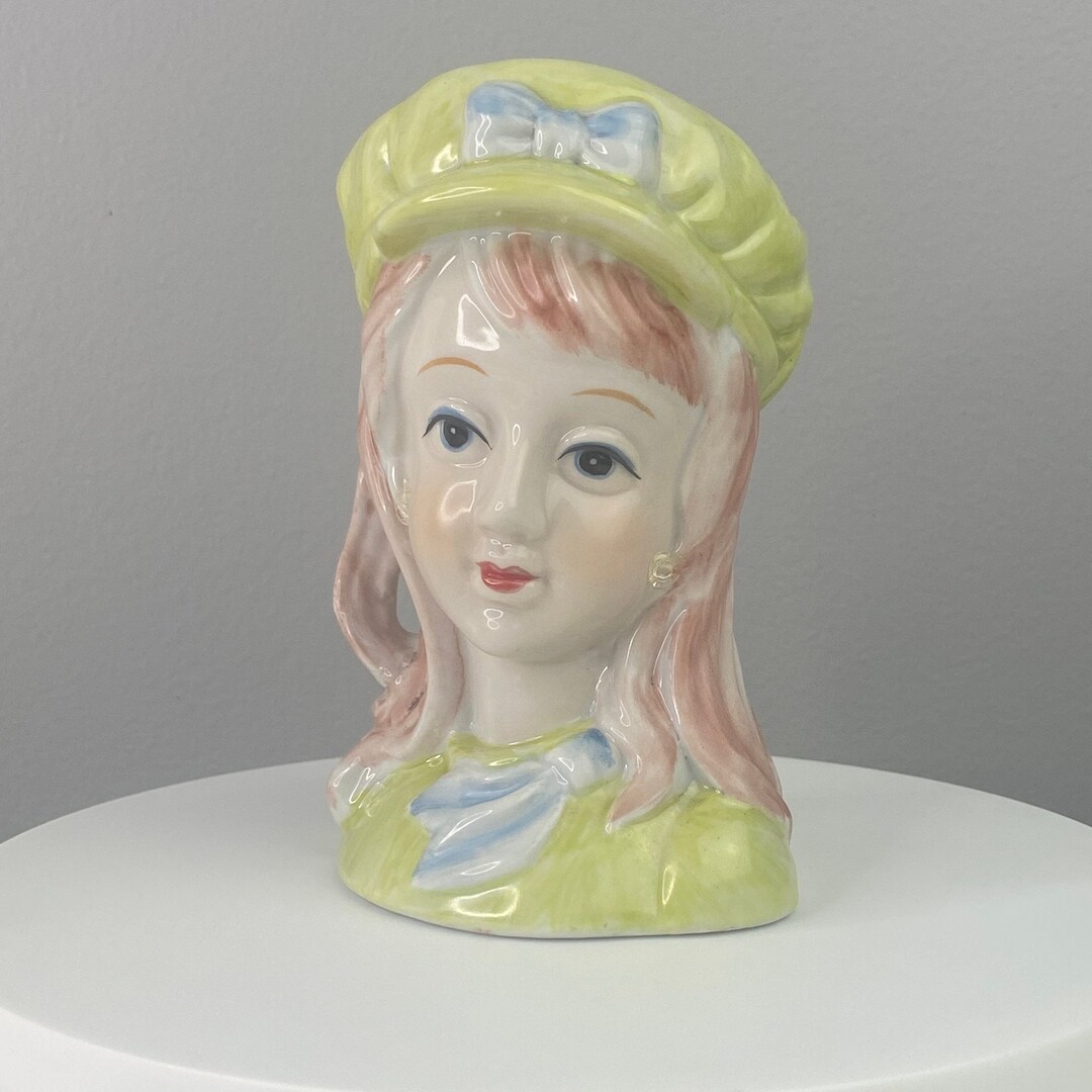 Vintage Lady Head Vase Hand Painted Nippon Lady Head Planter Etsy