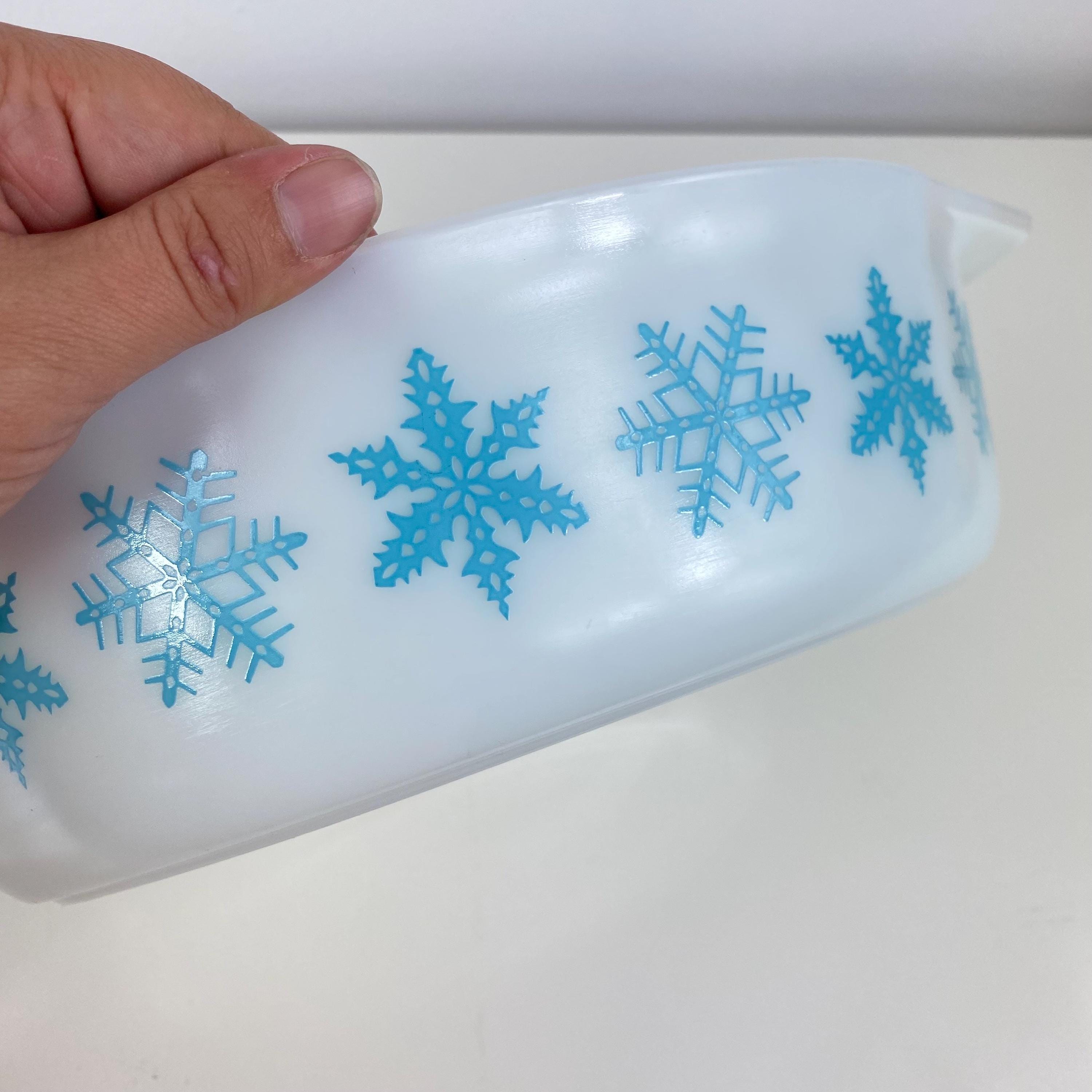 ヴィンテージ パイレックス ターコイズ スノーフレーク キャセロール皿