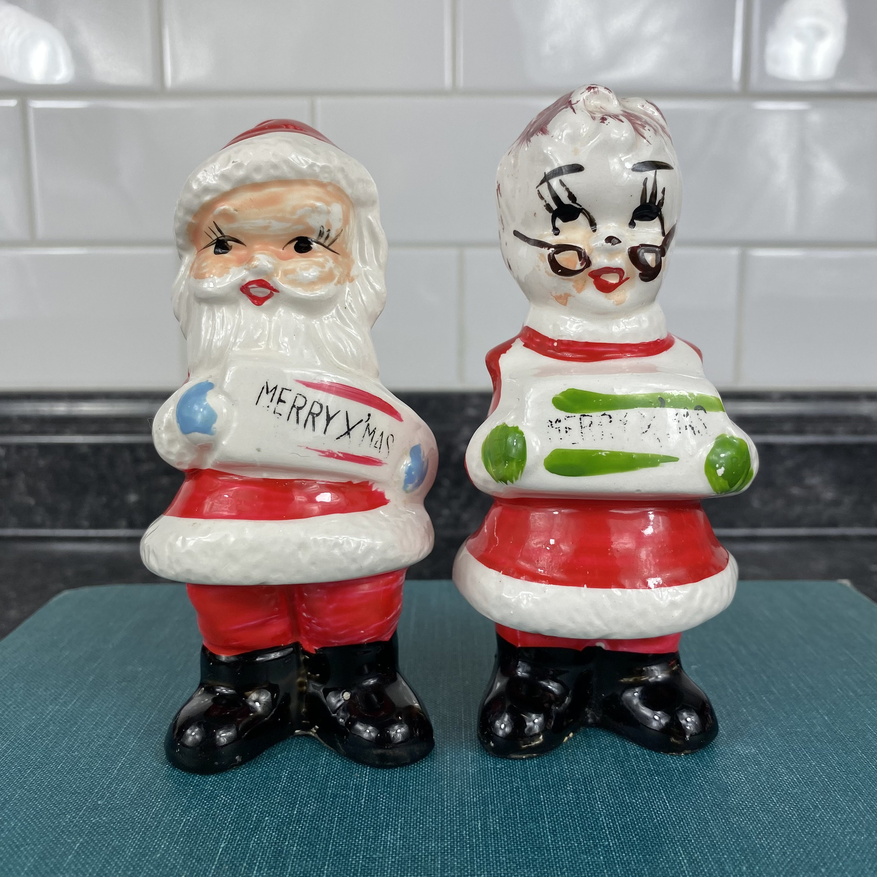 2025春の新作 Vintage Santa Set Shaker Pepper & Salt Claus Mrs. and 標本