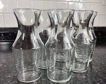 Vintage Cut Glass Mini Juice Carafe Set of 6, cocktail party personal size Carafe, Juice Bar Display Carafe, Princess House style Bud Vases