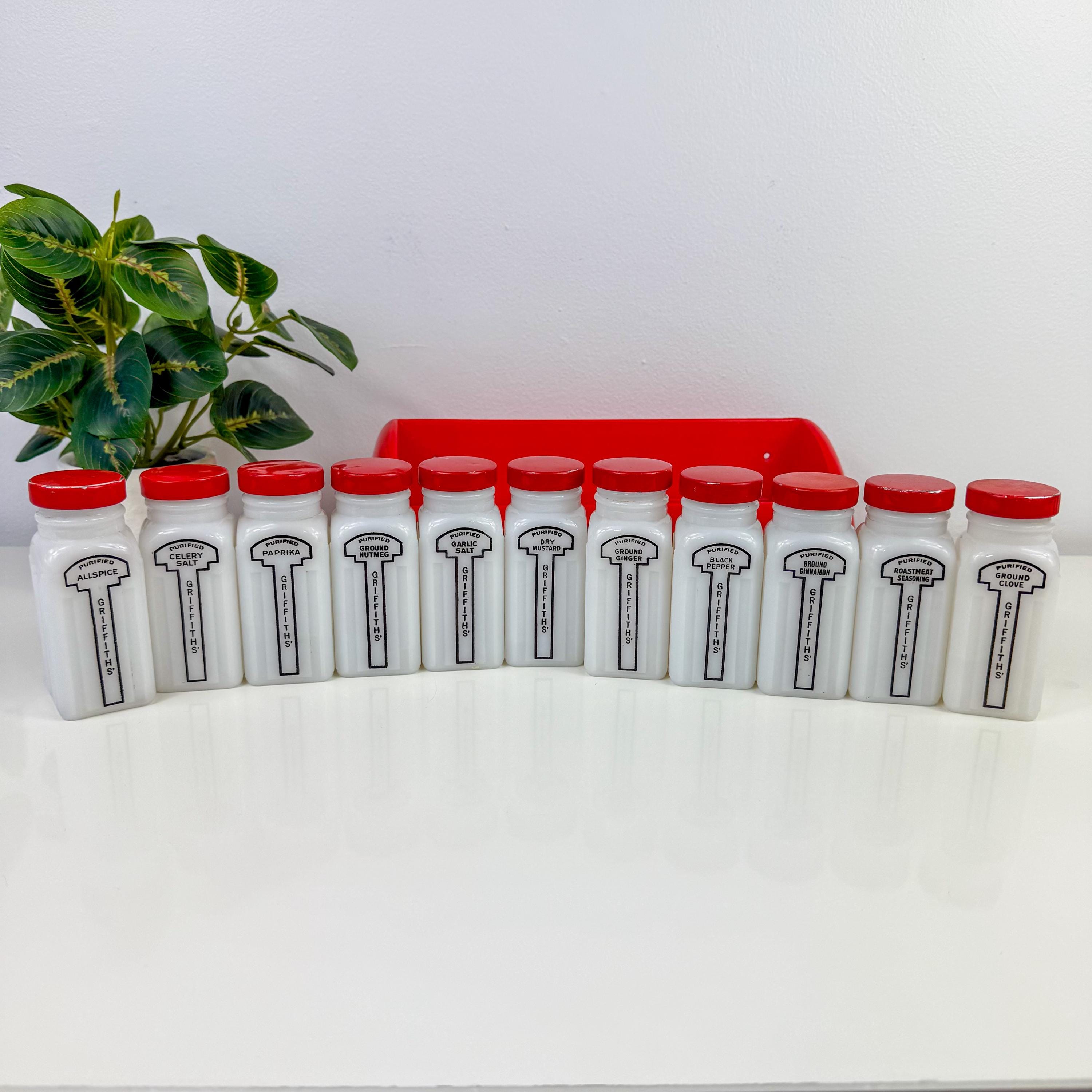 Vintage Griffith's Milk Glass Spice Rack Set: MCM Kitchen
