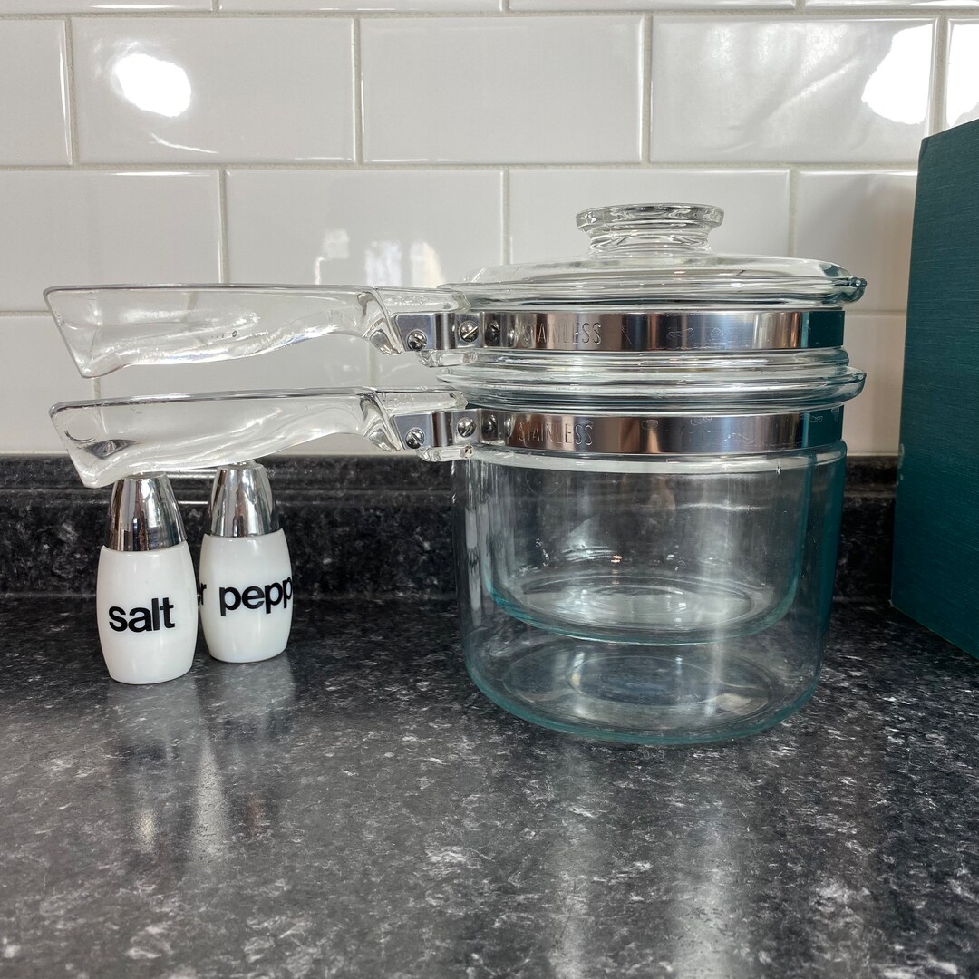 Pyrex Flameware Double Boiler & Lid 3 Piece Pyrex Set 1.5 Etsy