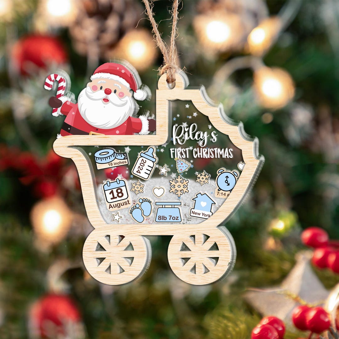 Personalized Baby's First Christmas Ornament, 4d Shake Baby Ornament