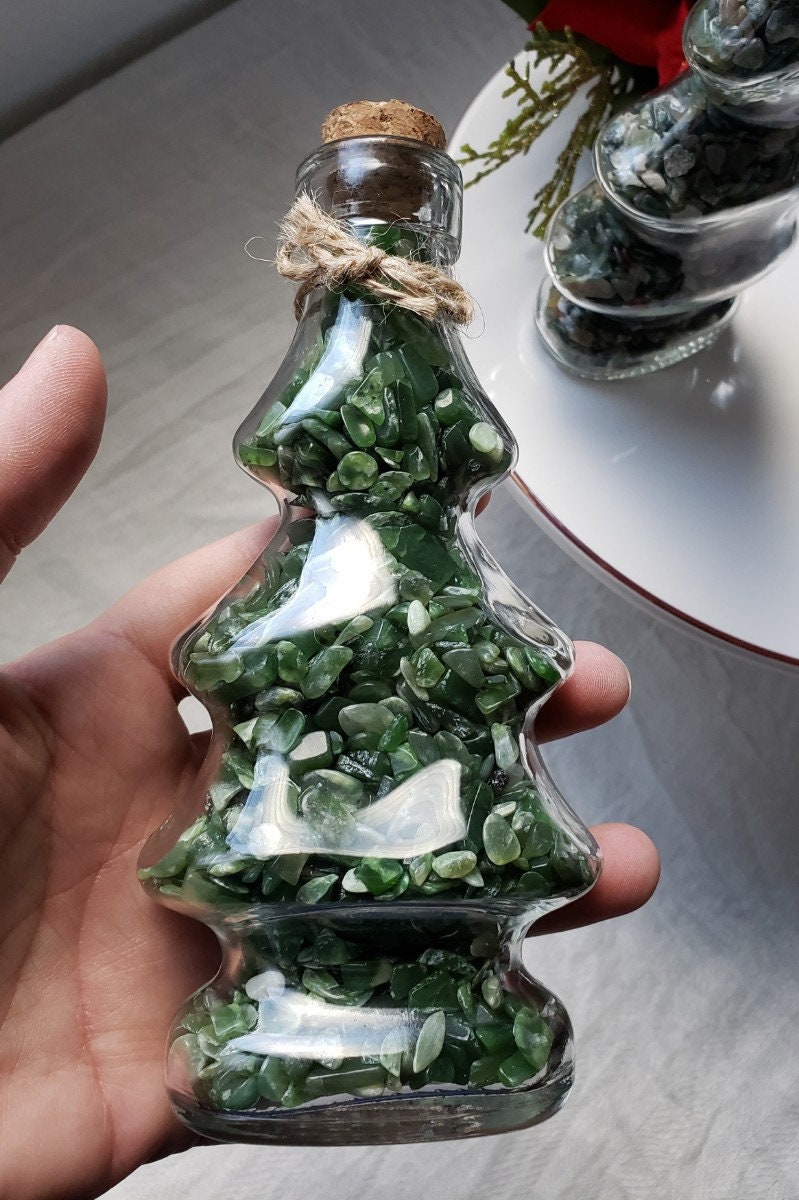 Glass christmas tree jars with crystals corked jars Etsy