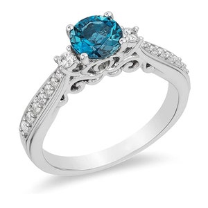 Enchanted Disney Cinderella London Blue Topaz Bridal Ring Love Engagement Wedding Ring 925 Sterling Silver Simulated Diamond Engagement Ring