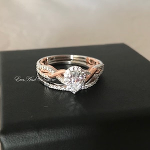 Enchanted Disney Rapunzel 0.65 Ct Pear Cut Simulated Or Moissanite Diamond Engagement Ring, Two Tone Ring, Two Tone Engagement Ring