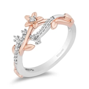 Enchanted Disney Fine Jewelry 10k white gold with 1.10 CTTW CZ Rapunzel Magical Flower Ring